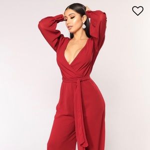 Red Chiffon Jumpsuit